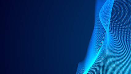 Poster - Abstract dot white blue wave gradient texture technology background.