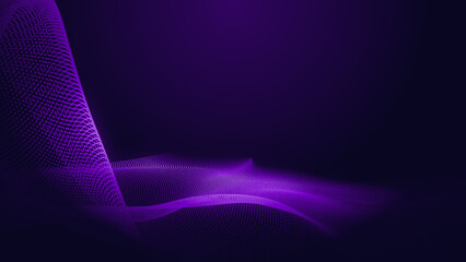 Poster - Abstract dot blue purple gradient wave texture technology background.