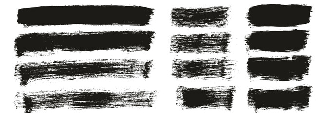Poster - Hand Drawn Flat Paint Brush Thick Long & Short Background Mix High Detail Abstract Vector Background Mix Set 