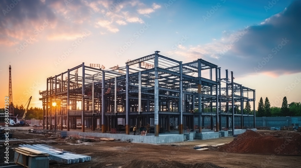 Construction site of large residential commercial building, some floors ...