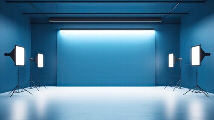 Wall Mural - sambathdara Empty photo studio backdrops and spotlight on blue 85244405-088a-4647-9597-a13628365033-gigapixel-hq-scale-2 00x