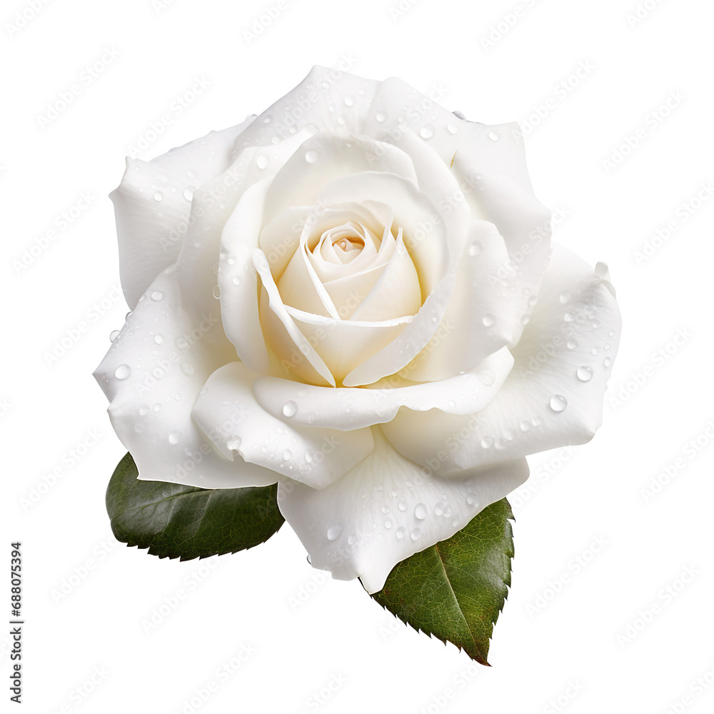 white rose with water drops isolated on transparent background Remove ...