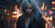 portrait asian girl with anime style. long blond hair, expressive eyes. The girl's gaze is directed directly at the viewer, special charm and unique look. Cyberpunk 2077 Universe