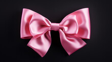 Pink Bow On Black Background