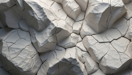 Sticker - white volumetric rock texture with cracks, background, wallpaper. Wall decoration with sandstone and granite stone slabs