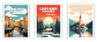 Lake Bled, Aveiro, Lapland Illustration Art. Travel Poster Wall Art. Minimalist Vector art.