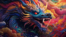  A Rainbow Color Dragon Chinese New Year Zodiac Background