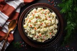 Fototapeta Dziecięca - Bowl of russian salad olivier