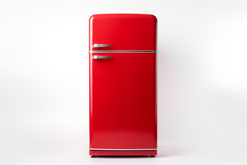 red fridge on white background. red refrigerator isolate on a white background