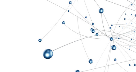 Poster - abstract lines with dots over dark background.