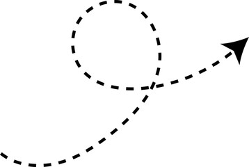 Curve arrow icon. Curved dotted arrow. Zigzag arrow stripes with dotted lines. Vector
