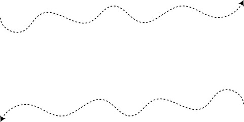 Curve arrow icon. Curved dotted arrow. Zigzag arrow stripes with dotted lines. Vector
