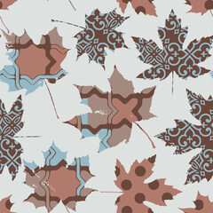 Wall Mural - seamless leaves wallpaper pattern on background