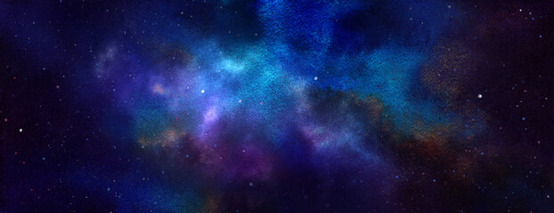 Wall Mural - Cosmic illustration. Beautiful colorful space background. Watercolor Cosmos