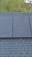 Wall Mural - Several solar panels have been installed on top of roof a house