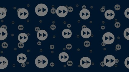 Poster - fast forward symbols float horizontally from left to right. parallax fly effect. floating symbols ar
