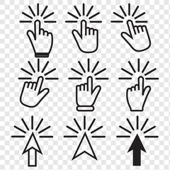 Fototapete - 9 set Hand click icon set. pointer icon vector. hand cursor icon vector . EPS10