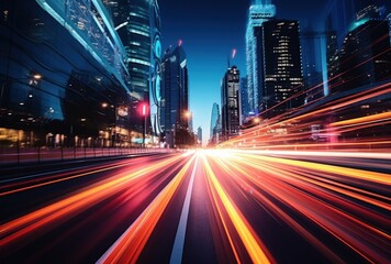 Wall Mural - city traffic motion blur at night time car