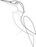 Fototapeta  - One line kingfisher or halcyon bird design silhouette. Hand drawn minimalism style vector illustration.