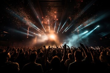 Poster - crowd in club with fireworks,