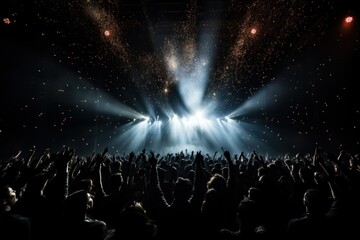 crowd in club with fireworks,