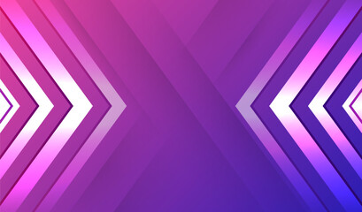 Leinwandbilder - Vector technology design for banner or presentation. Data transfer, Internet communications. Purple background consisting of horizontal stripes of arrows, square particles, and light blue lines.