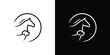 Horse Dog Logo Design. Circular Pet Care Combine with Minimalist Style Logo. Icon Symbol Vector Illustration Template.