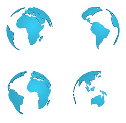 Poster - Planet globe world vector earth map. Modern vector concept blue continent of future. 