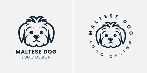 Beautiful cute Maltese dog logo, Maltese, Silhouettes Dog Face SVG, black and white Maltese vector