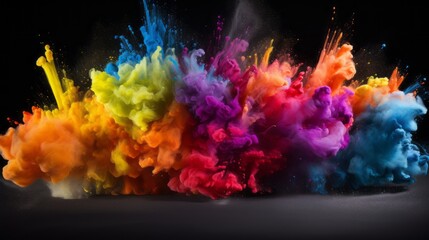 Wall Mural - vibrant powder explosion: dynamic burst of color on dark background