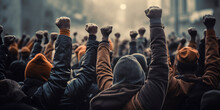Protesting People Raise Their Fist Up. Ai Generative