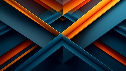 Canvas Print - Abstract geometric background in orange and blue colors. Vector illustration for your design