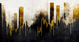 Fototapeta Młodzieżowe - Generative AI, Black and golden watercolor abstract stock market charts painted background. Ink black street graffiti art on a textured paper vintage background, washes and brush strokes	
