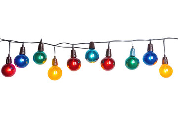 Wall Mural - string of christmas lights isolated on transparent background.