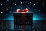 Fototapeta  - pudełeczko świąteczne z prezętem i wstążeczką czerwona i kokardką