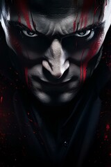 Wall Mural - a poster-worthy image showcasing a mesmerizing villain with intense gaze and charisma. generative AI