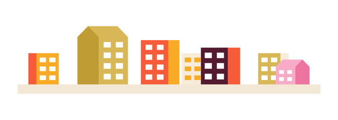 Poster - Apartment complex 2D cartoon object. Residential area. Block of flats isolated vector item white background. Condominium city. High rise buildings urban landscape color flat spot illustration