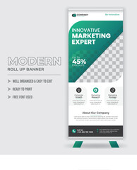 modern professional corporate business roll-up banner design, pull-up design, modern x-banner, recta
