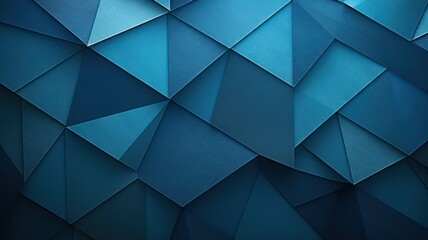 Poster - Blue geometric triangle background created with Generative AI