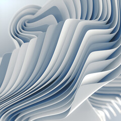 Poster - Three-dimensional visualization of a large stack of white and blue papers resembling a wave. 3d rendering illustration