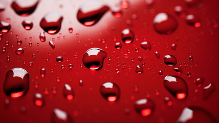 Sticker - Water drops on a red surface