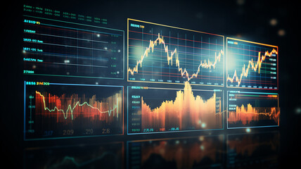 Wall Mural - computer monitor with forex graph on screen