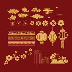 Wall Mural - Chinese element set