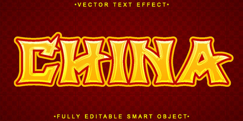 Poster - yellow and red china vector fully editable smart object text effect