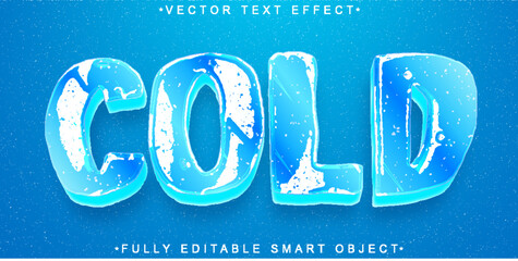 Poster - Cartoon Winter Cold Vector Fully Editable Smart Object Text Effect