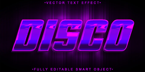 Poster - Purple Shiny Disco Vector Fully Editable Smart Object Text Effect