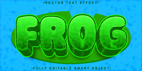 Poster - Cartoon Green Frog Vector Fully Editable Smart Object Text Effect