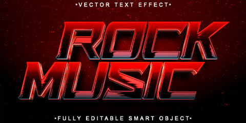 Poster - Red Shiny Rock Music Vector Fully Editable Smart Object Text Effect