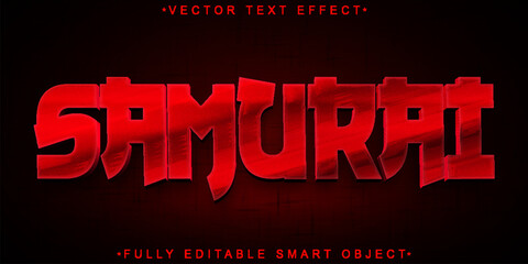 Sticker - Red Japan Samurai Vector Fully Editable Smart Object Text Effect