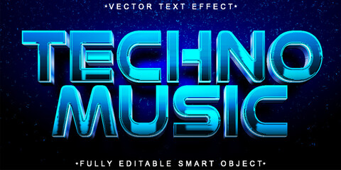 Aufkleber - Shiny Blue Techno Music Vector Fully Editable Smart Object Text Effect
